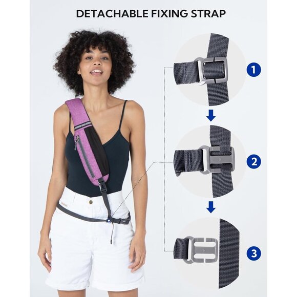 Waterfly Men Women Purple(exra Strap) Crossbody Adjustable Strap Sling Backpack - Picture 2 of 6